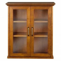 TeamsonUS Teamson Home Avery Wooden 2 Door Wall Cabinet With Storage, Oiled Oak