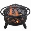TeamsonUS Teamson Home 30" Outdoor Round Wood Burning Fire Pit With Steel Base, Black