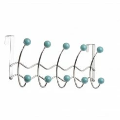 TeamsonUS Teamson Home Over-the-Door Hanger With 10 Sage Porcelain Hooks, Chrome