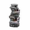 TeamsonUS New Teamson Home Indoor/Outdoor 4-Tier Stacked Stone-Look Tall Waterfall Fountain With LED Lights