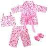 TeamsonUS Sophia's Satin Heart Print Pajamas Set For 18" Dolls, Pink