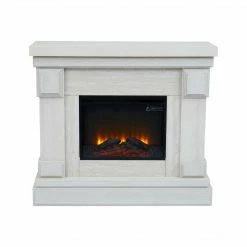 TeamsonUS New Teamson Home Hestia Electric Fireplace Mantel With Gray Faux Marble, White