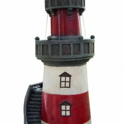TeamsonUS Teamson Home Outdoor Solar Light House Fountain With Rotating LED Light, Red/White