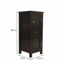 TeamsonUS Teamson Home Chesterfield Wooden Floor Cabinet With Waffle Glass Door, Espresso
