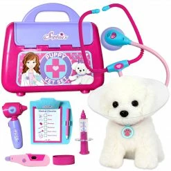 TeamsonUS Kids Sophia's Puppy Dog And Pet Vet Set For 18" Dolls, Pink