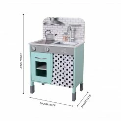 TeamsonUS Teamson Kids Little Chef Philly Modern Wooden Kitchen Playset, Mint/White