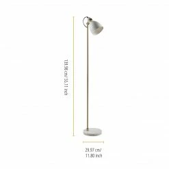 TeamsonUS Teamson Home Quincy Modern Monopod Floor Lamp With Antique Brass Finish, White
