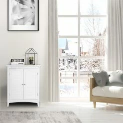 TeamsonUS Teamson Home Glancy Wooden Floor Cabinet With Shutter Doors, White