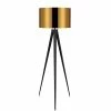 TeamsonUS Teamson Home Romanza 60" Postmodern Tripod Floor Lamp With Drum Shade, Matte Black/Gold