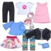 TeamsonUS Kids Sophia's 9 Piece Spring Wardrobe Mix And Match Set With Accessories For 18" Dolls, Pink/Blue
