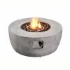 TeamsonUS New Teamson Home 36" Outdoor Round Propane Gas Fire Pit With Faux Concrete Base, Gray