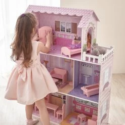TeamsonUS Kids Olivia's Little World Dreamland Tiffany Dollhouse With 12 Accessories, Pink/Purple