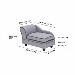 TeamsonUS Teamson Pets Chaise Lounge Dog Bed With Storage For Small And Medium Dogs, Gray