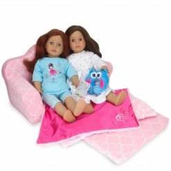 TeamsonUS Sophia's 2-in-1 Plush Pull-Out Sofa Bed For Two 18'' Dolls, Pink Kids