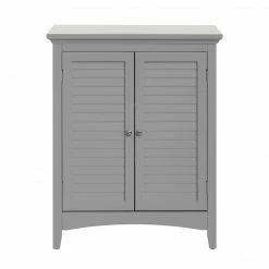TeamsonUS Teamson Home Glancy Wooden Floor Cabinet With Shutter Doors And Adjustable Shelves, Gray New