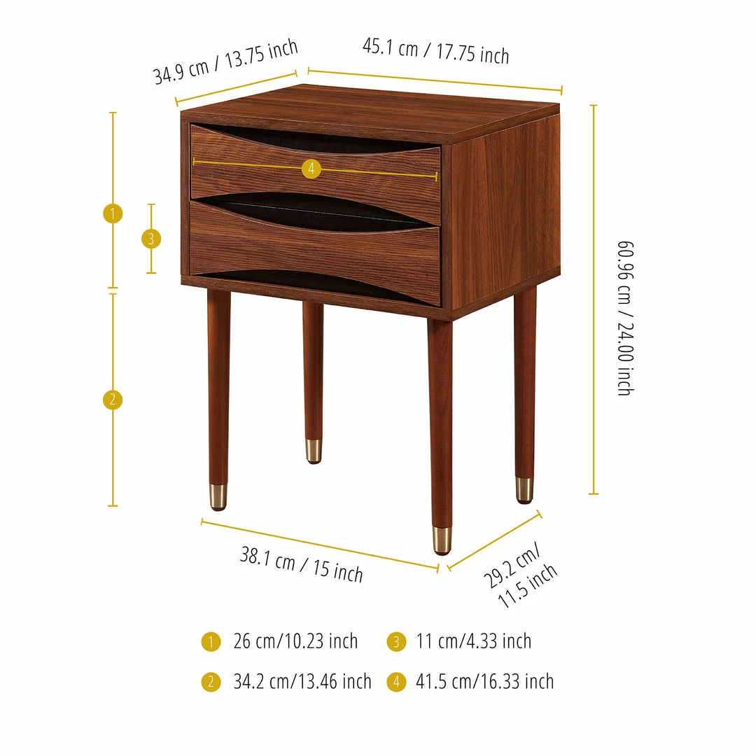 TeamsonUS Teamson Home Dawson Modern Wooden Side Table With Storage, Walnut