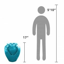 TeamsonUS Teamson Home Outdoor Glazed Pot Floor Fountain With LED Lights, Teal