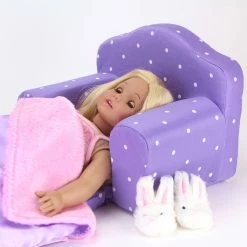 TeamsonUS Sophia's Polka Dot Pull-Out Chair Bed For 18'' Dolls, Purple Kids