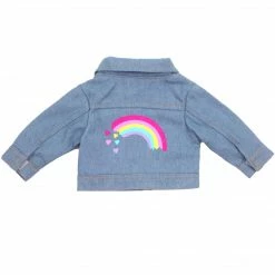 TeamsonUS Sophia's Jean Jacket With Rainbow Graphic For 18" Dolls, Blue