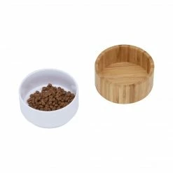 TeamsonUS New Teamson Pets Billie Raised Dishwasher Safe Ceramic Pet Bowl With Bamboo Stand