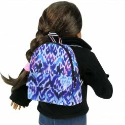 TeamsonUS Kids Sophia's Doll-Sized Backpack In Ikat Print For 18 Inch Doll, Blue