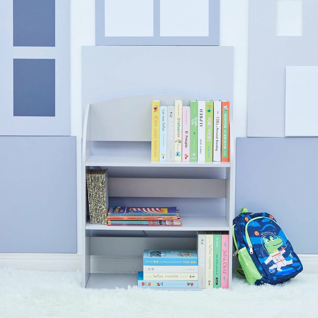 TeamsonUS New Fantasy Fields Child Sized Bookcase With 3 Shelves, Gray