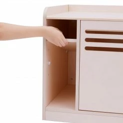 TeamsonUS Teamson Pets Robin Vented Wooden Cat Litter Box Enclosure Storage Bench, White