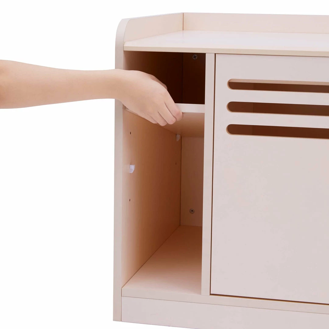 TeamsonUS Teamson Pets Robin Vented Wooden Cat Litter Box Enclosure Storage Bench, White