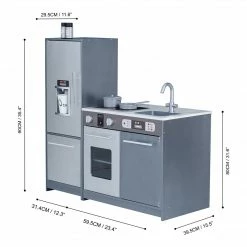 TeamsonUS Teamson Kids Little Chef Milano Classic Kids Kitchen Playset With 10 Accessories, Gray