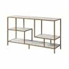 TeamsonUS Teamson Home Marmo Modern Open Air Stand For TVs Up To 60" With Storage Shelves, Faux Marble/Brass