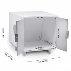 TeamsonUS Teamson Pets Dyad Wooden Cat Litter Box Enclosure And Side Table, Alpine White