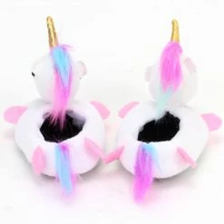 TeamsonUS Kids Sophia's Unicorn Slippers With Rainbow Hair For 18