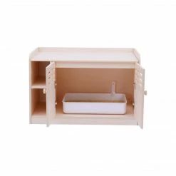 TeamsonUS Teamson Pets Robin Vented Wooden Cat Litter Box Enclosure Storage Bench, White