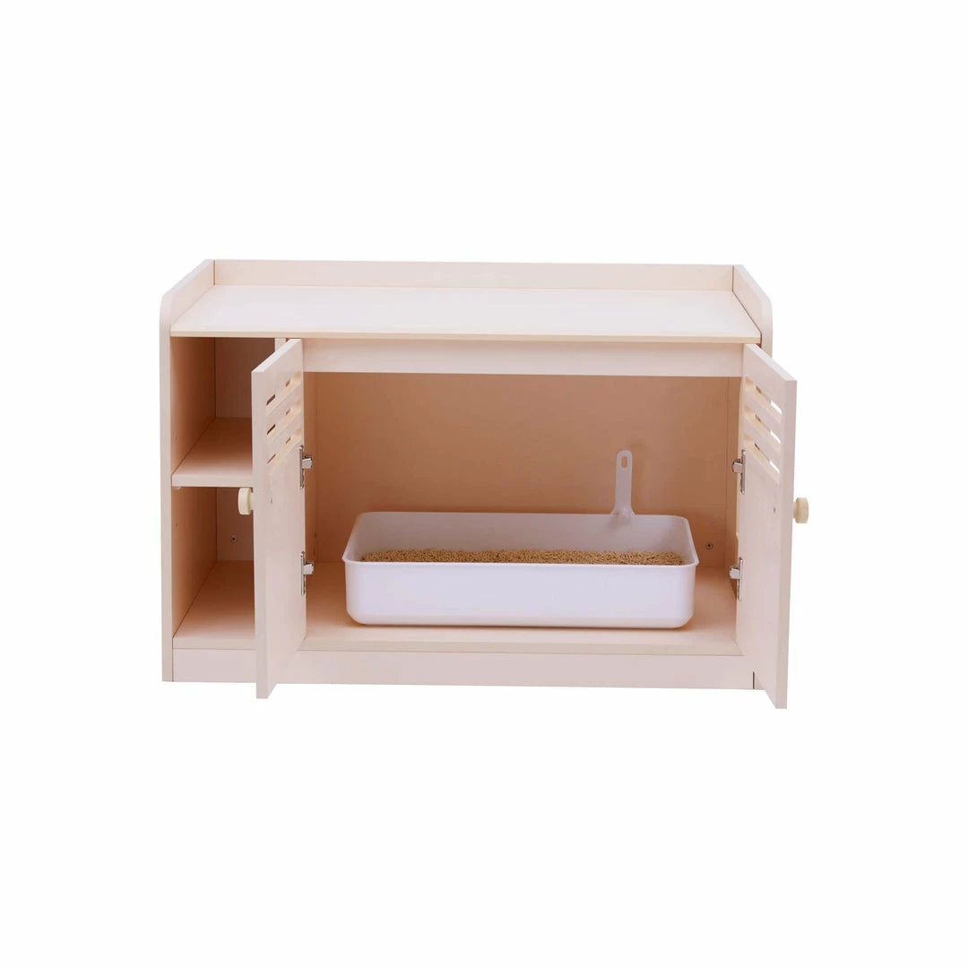TeamsonUS Teamson Pets Robin Vented Wooden Cat Litter Box Enclosure Storage Bench, White