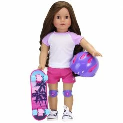 TeamsonUS Sophia's Skateboard, Helmet And Knee Pads Set For 18