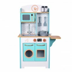 TeamsonUS New Teamson Kids Little Chef Santos Retro Wooden Kitchen Playset, Aqua/White