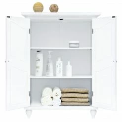 TeamsonUS Teamson Home Versailles Wooden Floor Cabinet With 2 Shelves, White