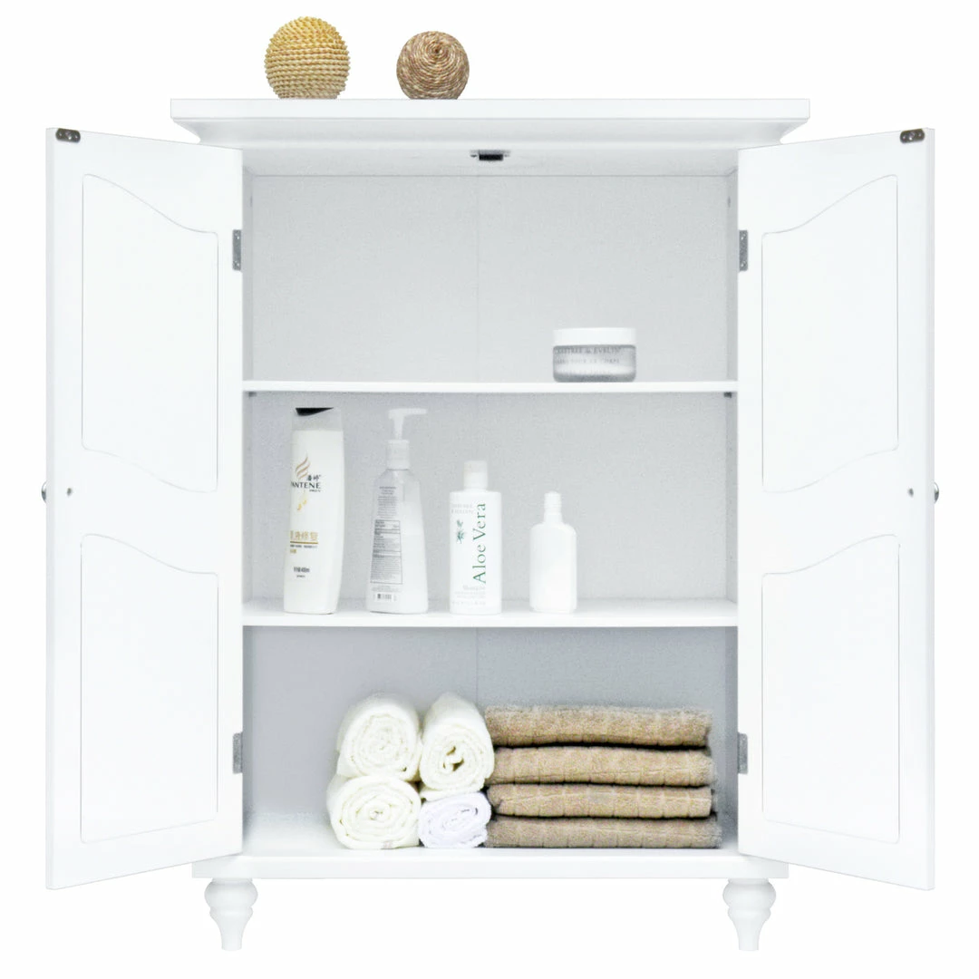 TeamsonUS Teamson Home Versailles Wooden Floor Cabinet With 2 Shelves, White