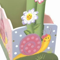 TeamsonUS Fantasy Fields Magic Garden Kids Wooden Clothing Rack With 4 Hangers, Pink/Green