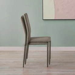 TeamsonUS Teamson Home Fabric Dining Chair With Metal Legs, Set Of 2, Mocha