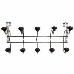 TeamsonUS Teamson Home Over The Door Hanger With 10 Chocolate Woven Hooks And Chrome Finish
