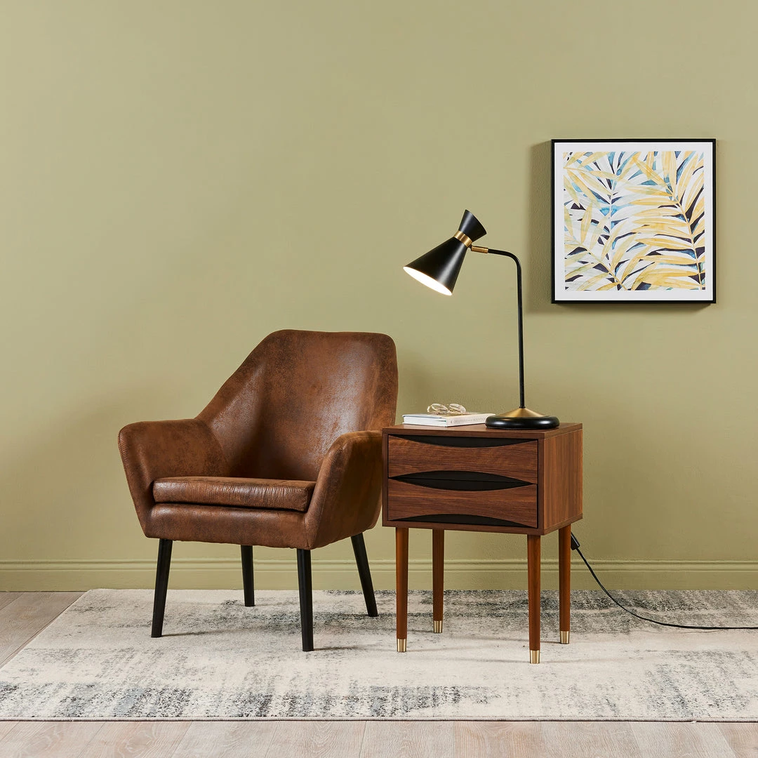 TeamsonUS Teamson Home Dawson Modern Wooden Side Table With Storage, Walnut