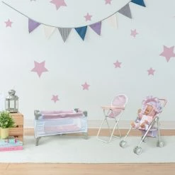 TeamsonUS Olivia's Little World Polka Dots Princess 3-in-1 Baby Doll Nursery Set, Pink/Gray Kids