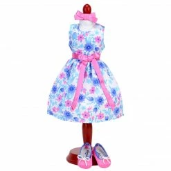 TeamsonUS Sophia's Satin Floral Dress And Shoes For 14.5" Dolls, Pink/Blue