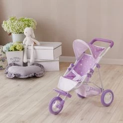 TeamsonUS Olivia's Little World - Baby Doll Jogging Stroller - Purple / Stars Kids
