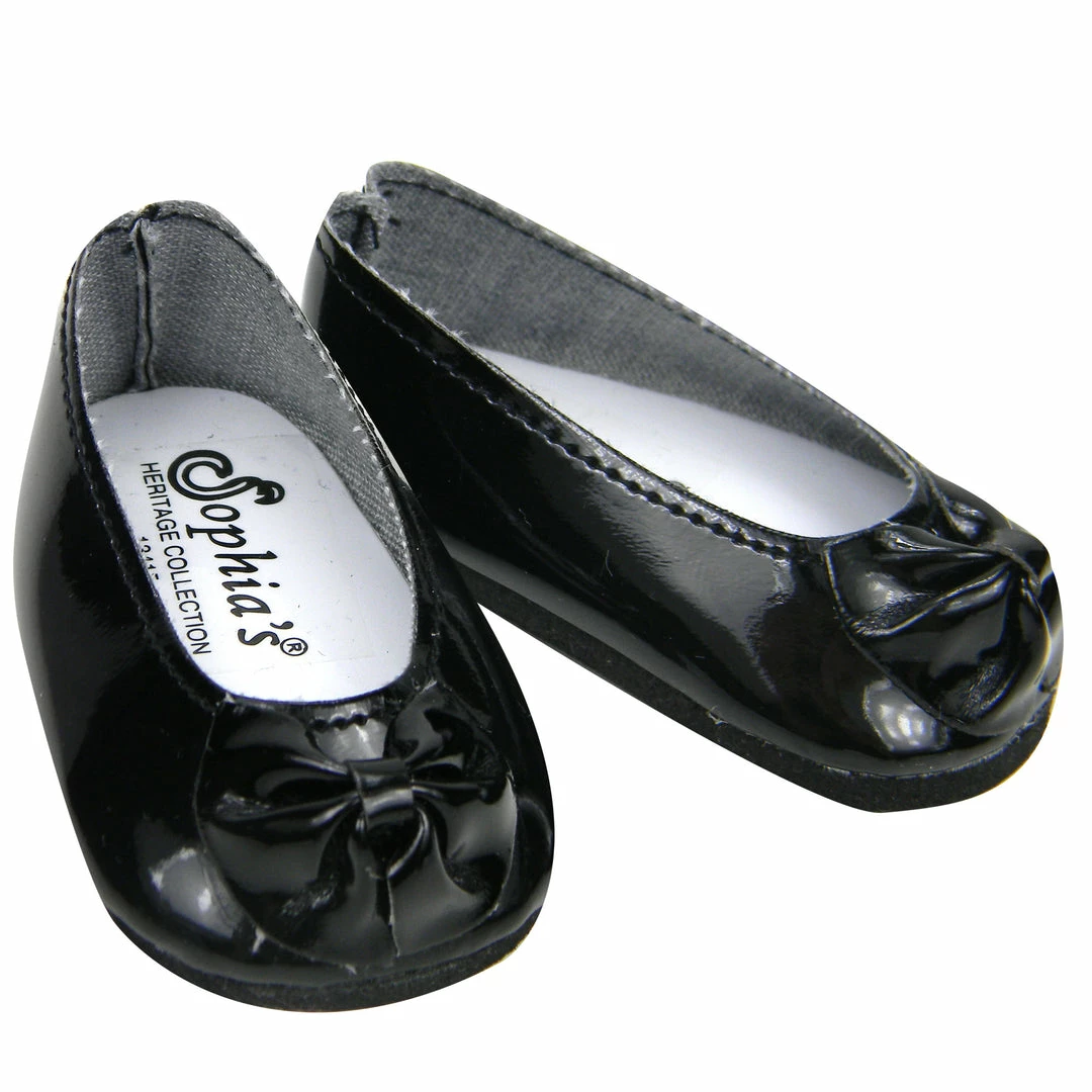 TeamsonUS Sophia's Faux Patent Leather Dress Shoes For 18" Dolls, Black Kids