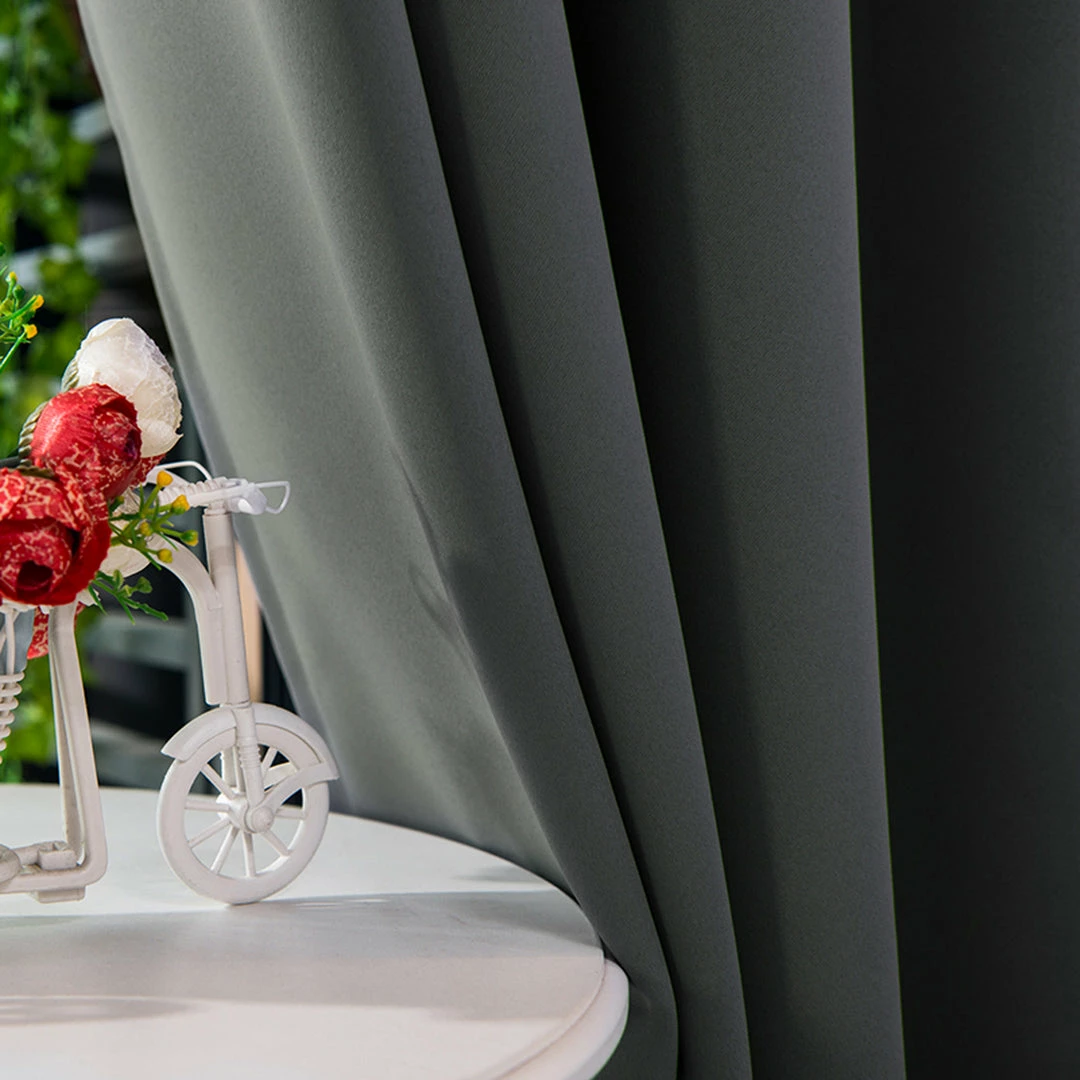 TeamsonUS Teamson Home 96" Delphi Premium Solid Insulated Thermal Blackout Window Curtain Panels With Grommets, Smoke Gray