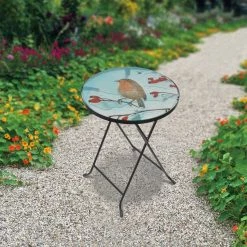 TeamsonUS Teamson Home - 14 Inch Handpainted Fusion Glass Planter Stand/Side Table--Multi Color