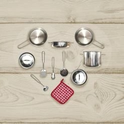 TeamsonUS Teamson Kids 11 Piece Little Chef Frankfurt Stainless Steel Cooking Accessory Set