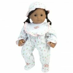 TeamsonUS Sophia's 5 Piece Floral Print Baby Doll And Bottle Set For 15'' Dolls, White/Pink
